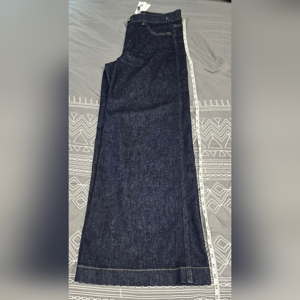 SPANX High Waisted Wide Leg Denim In Raw Indigo Size Large - Picture 2 of 9
